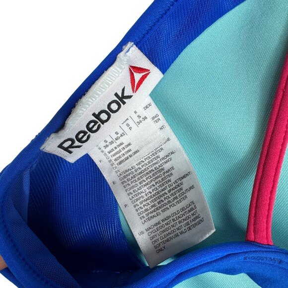 Reebok Strappy Sexy Cut Out Play Dry Sports Bra Floral Print‎ Blue Red Size S - Picture 5 of 8